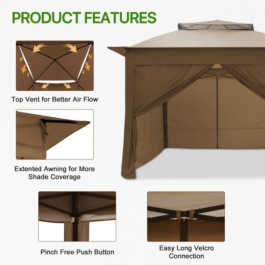 COOS BAY 11x11 Pop-up Instant Gazebo with 4 Sidewalls