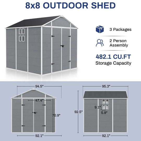 COOS BAY 5x3/6x4/8x6/8x8 Outdoor Storage Shed