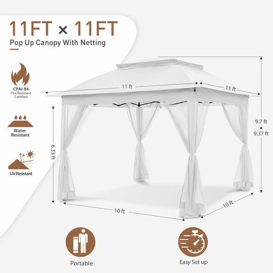 COOS BAY 11x11 Pop Up Gazebo with Mesh Netting