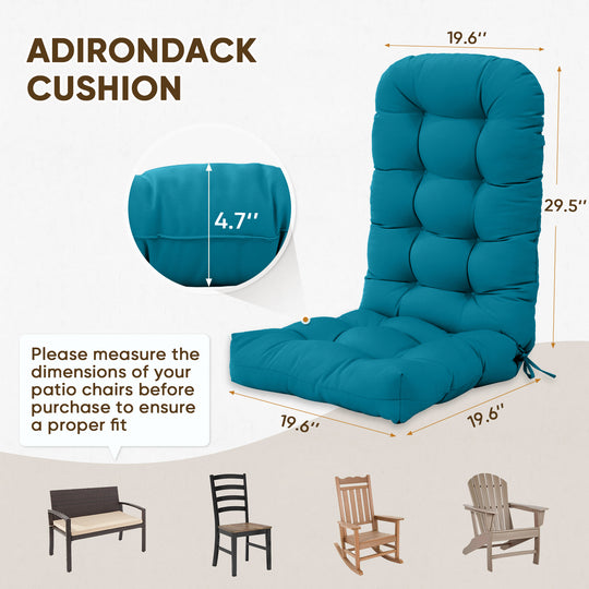 COOS BAY High Back Adirondack Chair Cushions, 49x20x5, Set of 2