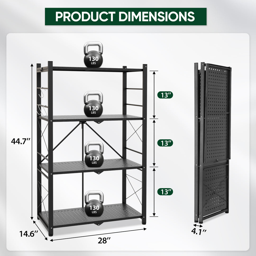 4 Tier Foldable Greenhouse Shelf, 1/2 Pack, Black