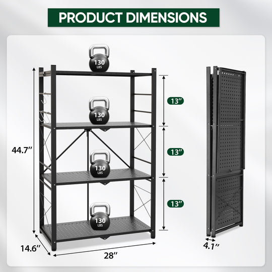 4 Tier Foldable Greenhouse Shelf, 1/2 Pack, Black