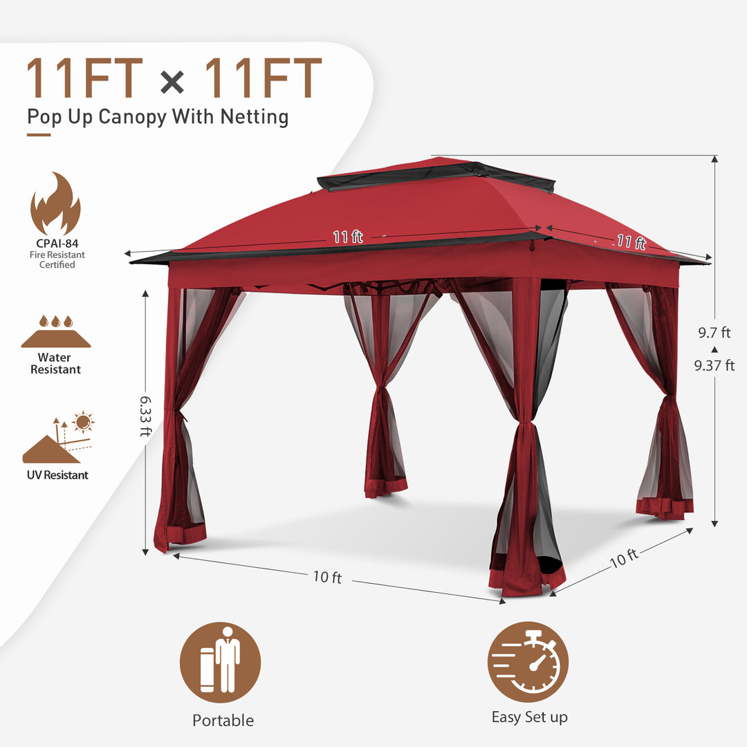 COOS BAY 11x11 Pop Up Gazebo with Mesh Netting
