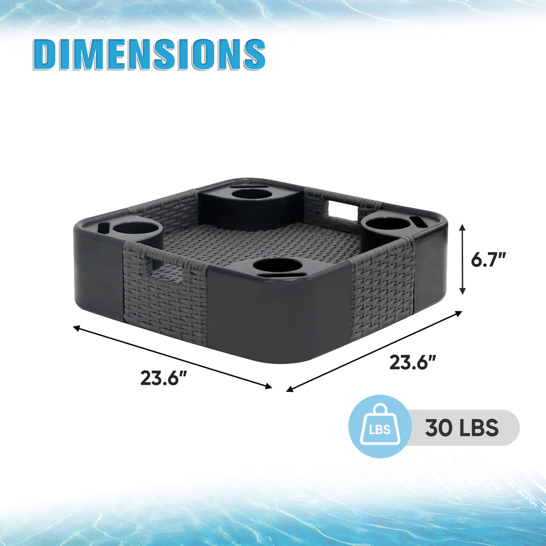 COOS BAY 24''x24'' Square Floating Drink Holder for Pool and Hot Hub