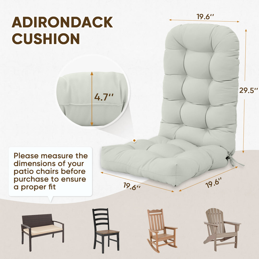 COOS BAY High Back Adirondack Chair Cushions, 49x20x5, Set of 2