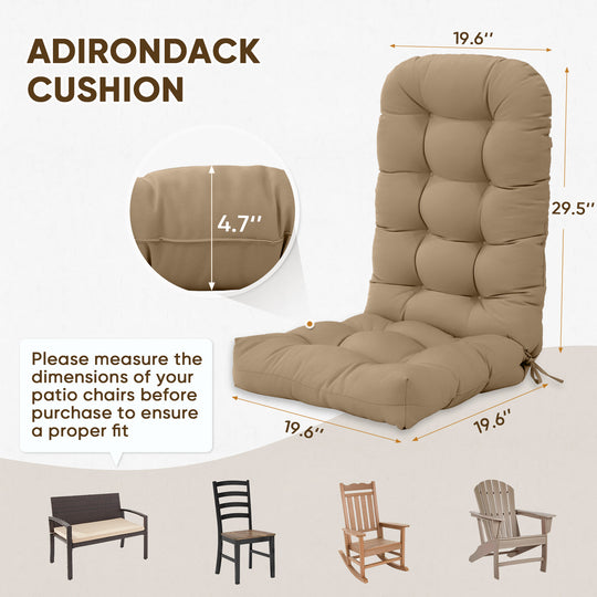 COOS BAY High Back Adirondack Chair Cushions, 49x20x5, Set of 2