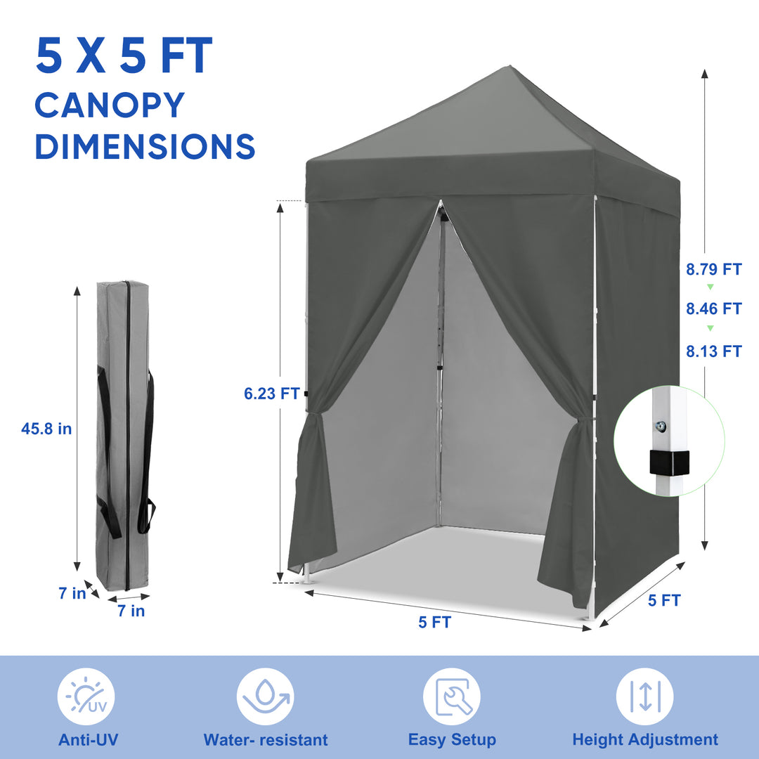 COOS BAY 5x5 Pop-up Instant Outdoor Canopy with 4 Side Wall Panels, Carry Bag
