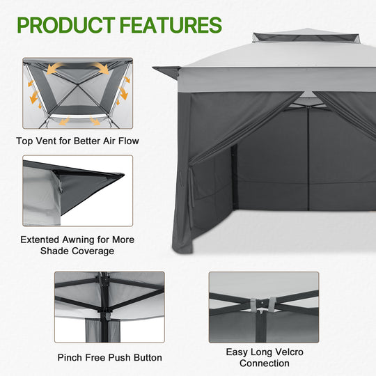 COOS BAY 11x11 Pop-up Instant Gazebo with 4 Sidewalls