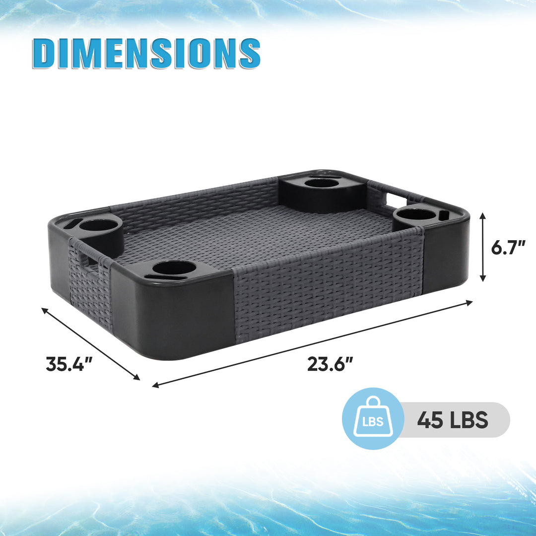 COOS BAY 35''x24'' Rectangular Floating Drink Holder for Pool and Hot Hub