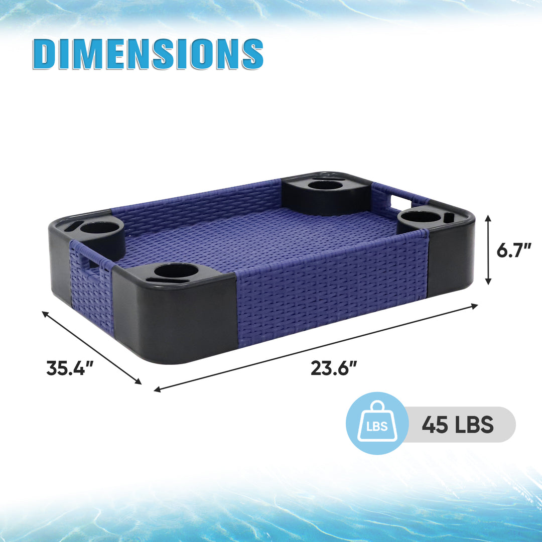COOS BAY 35''x24'' Rectangular Floating Drink Holder for Pool and Hot Hub