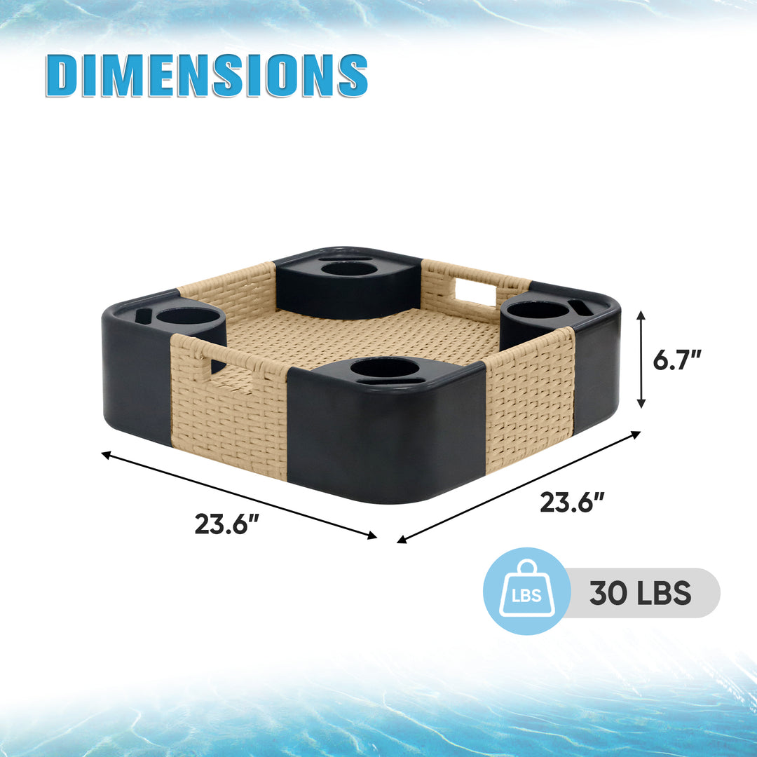 COOS BAY 24''x24'' Square Floating Drink Holder for Pool and Hot Hub