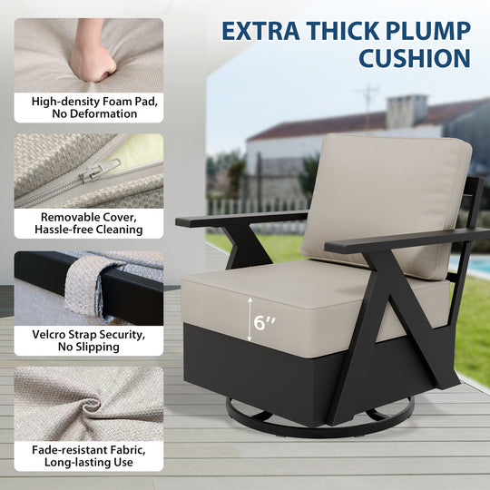 COOS BAY Iron Luxe Modern 3 Piece Outdoor Bistro Set