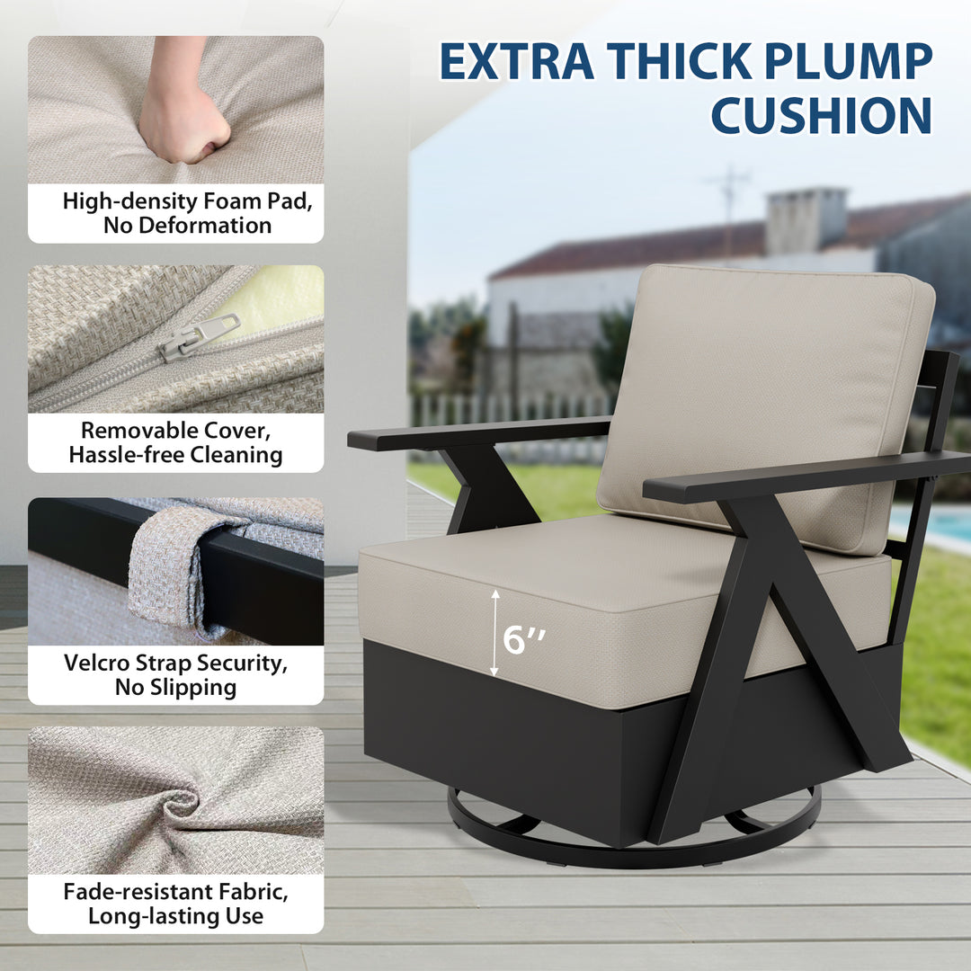 COOS BAY Iron Luxe Modern Outdoor Swivel Rocking Chairs Set of 2/4