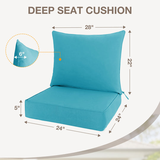 COOS BAY Deep Seat Patio Chair Cushions, Set of 2