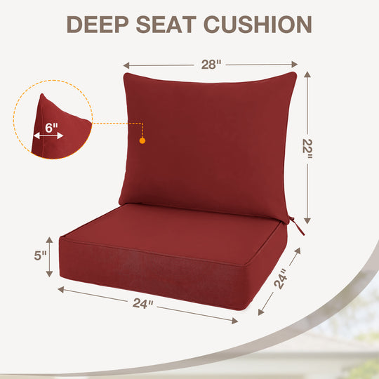 COOS BAY Deep Seat Patio Chair Cushions, Set of 2