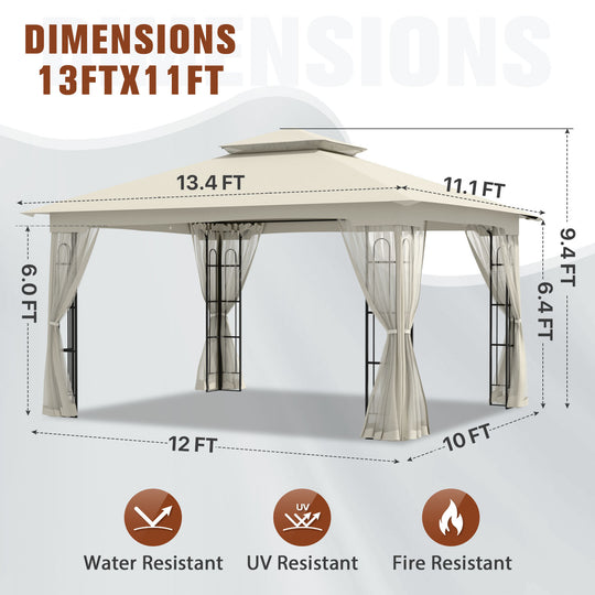 COOS BAY 10x12 Outdoor Patio Gazebo with Netting