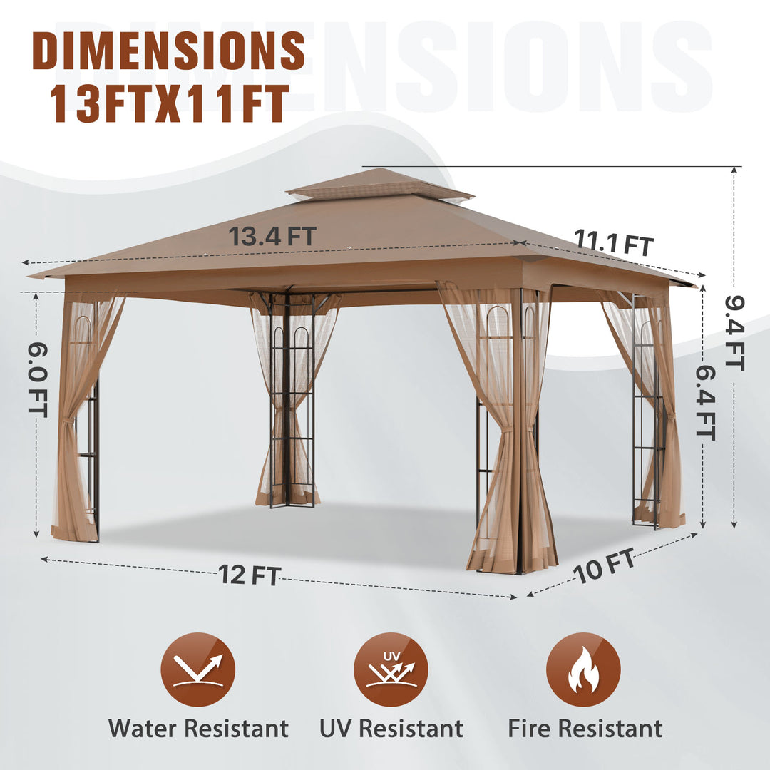 COOS BAY 10x12 Outdoor Patio Gazebo with Netting