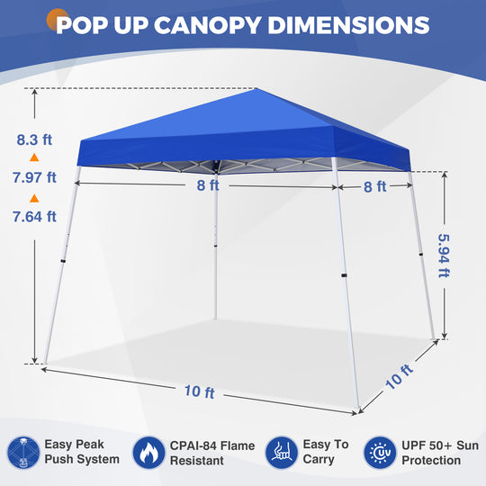 10x10 Pop Up Canopy Tent , 10x10 Base 8x8 Top