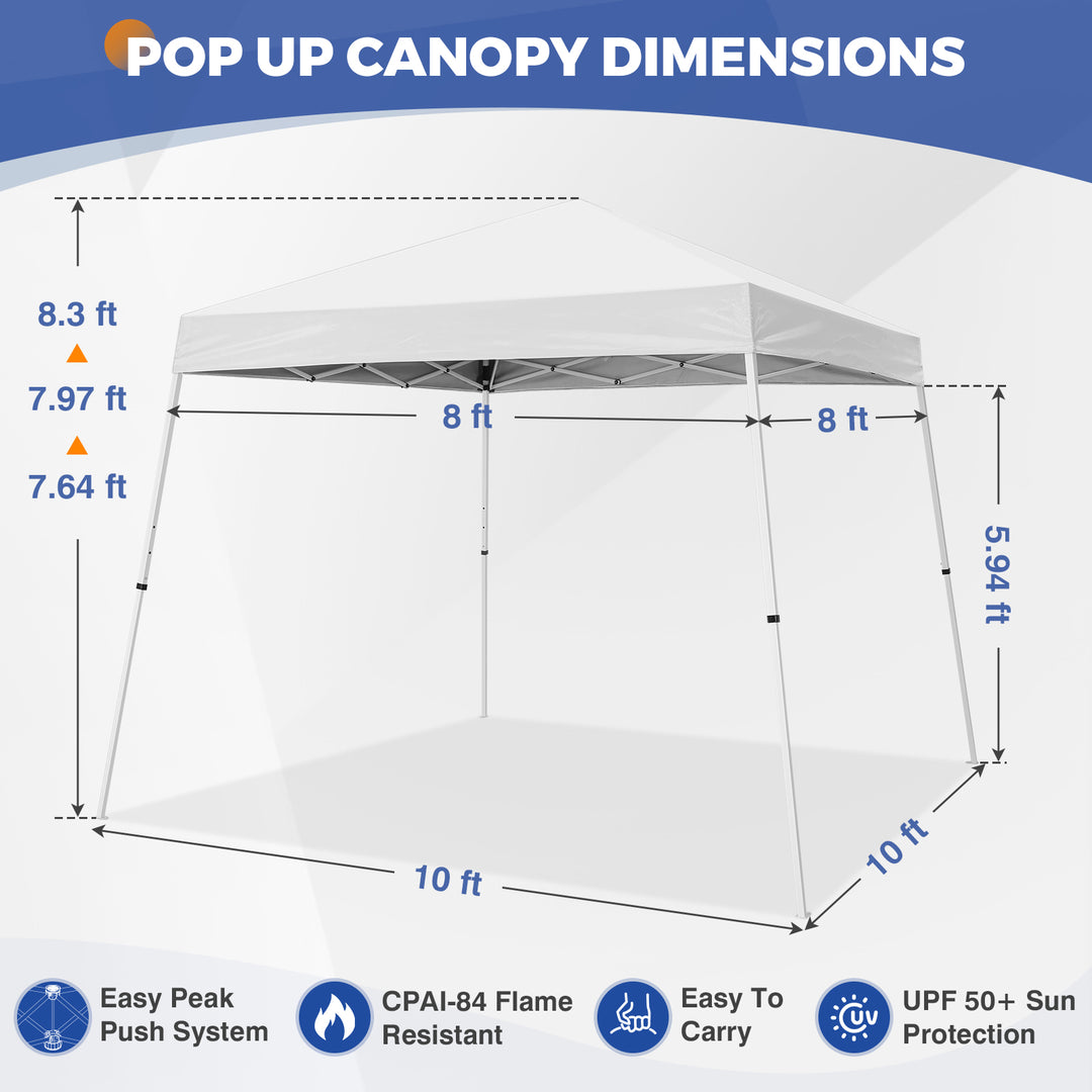 10x10 Pop Up Canopy Tent , 10x10 Base 8x8 Top