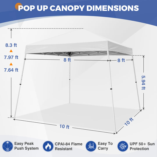 10x10 Pop Up Canopy Tent , 10x10 Base 8x8 Top