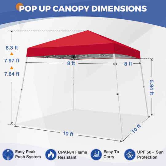 10x10 Pop Up Canopy Tent , 10x10 Base 8x8 Top