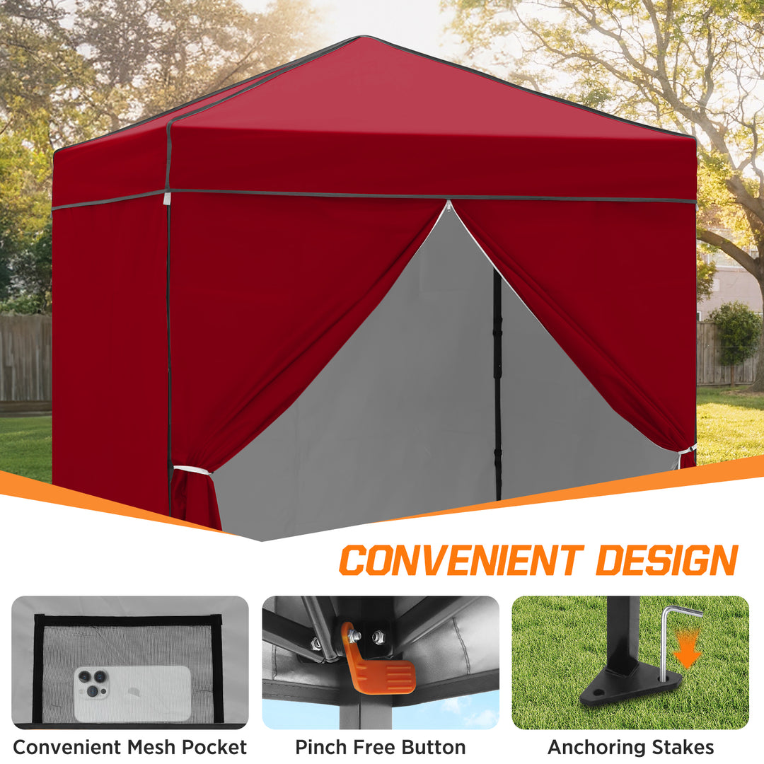 COOS BAY Pop Up Canopy Tent 6x4 with Four Removable Sun Walls