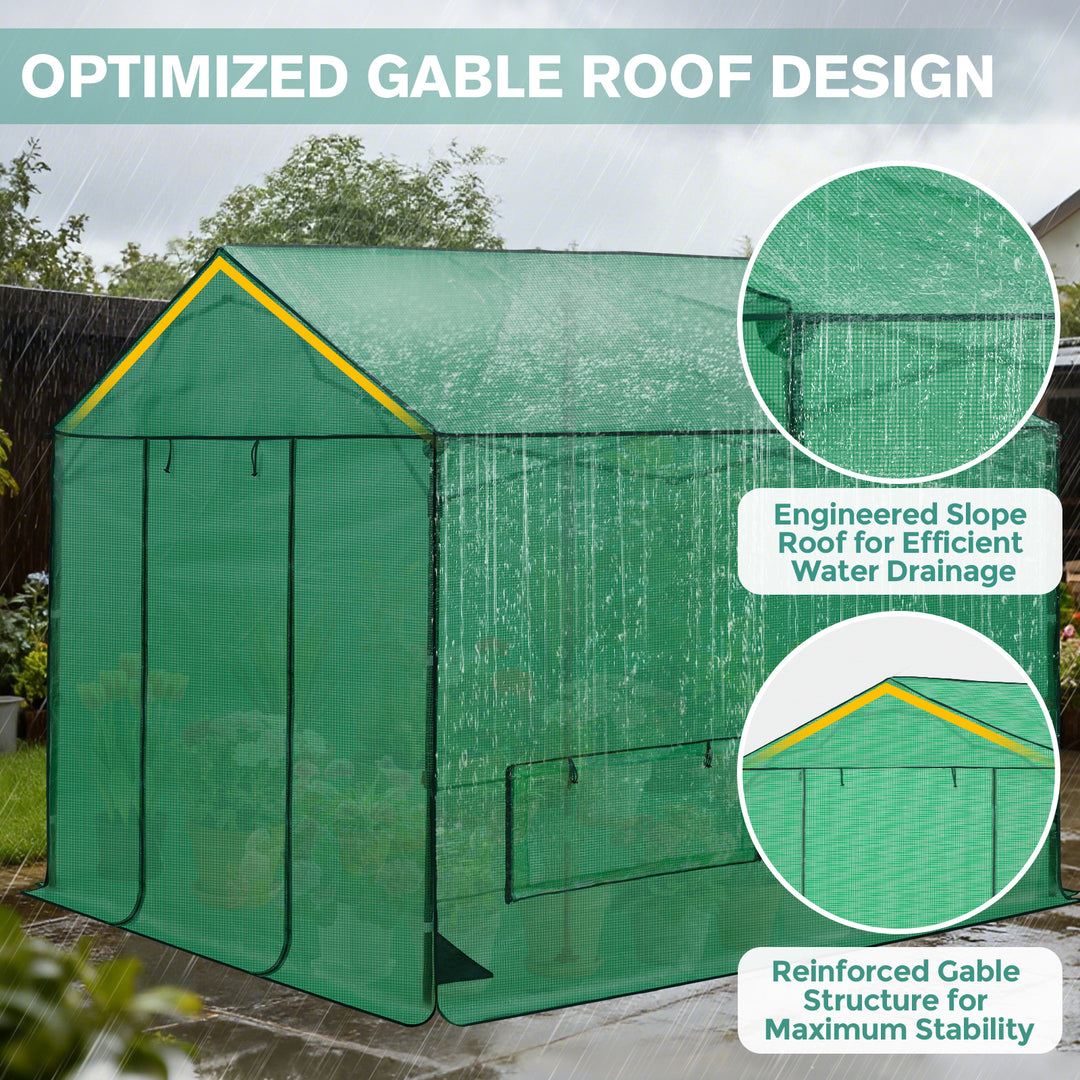 6x6/ 8x8 /10x10 FT Portable Walk-in Greenhouse with Power Access Ports