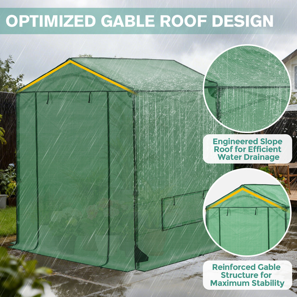 COOS BAY 6x6/ 6x8/8x8 /10x10/12x8 FT Pop Up Greenhouse with Power Access Openings