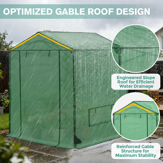COOS BAY 6x6/ 6x8/8x8 /10x10/12x8 FT Pop Up Greenhouse with Power Access Openings