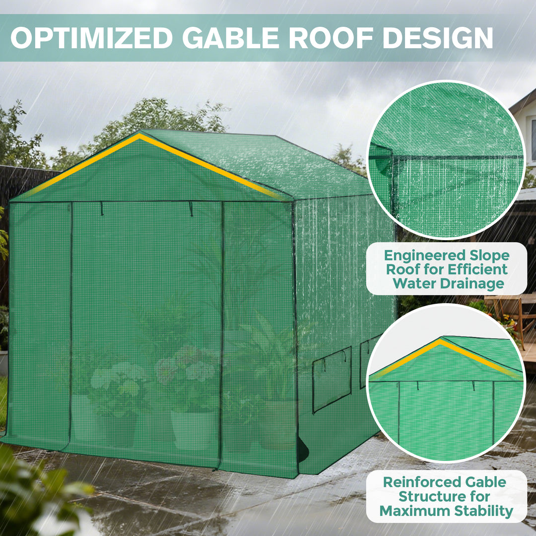 6x6/ 8x8 /10x10 FT Portable Walk-in Greenhouse with Power Access Ports