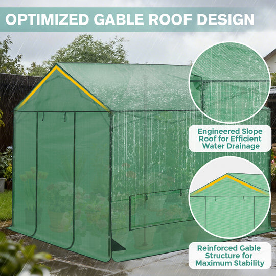 COOS BAY 6x6/ 6x8/8x8 /10x10/12x8 FT Pop Up Greenhouse with Power Access Openings