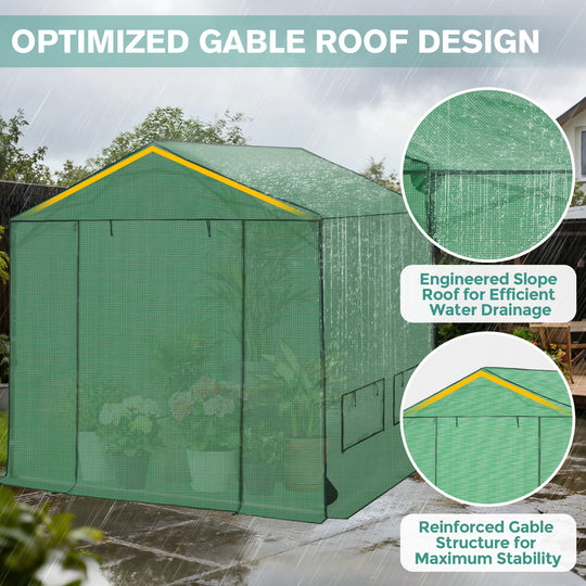 COOS BAY 6x6/ 6x8/8x8 /10x10/12x8 FT Pop Up Greenhouse with Power Access Openings