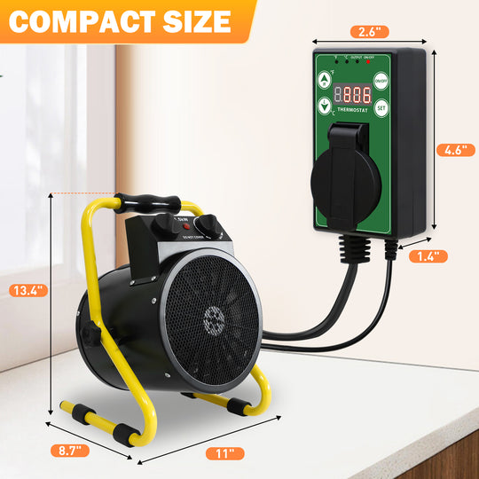 COOS BAY 1500W Radiant Spot Heater with Thermostat, 1/2 Pack, Black