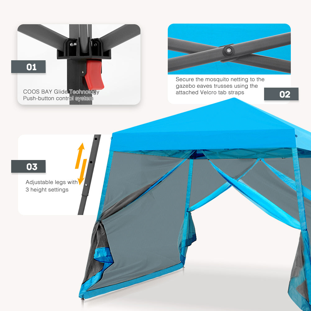 COOS BAY 10' x 10' Slant Leg Pop Up Canopy Tent (8x8 Top)