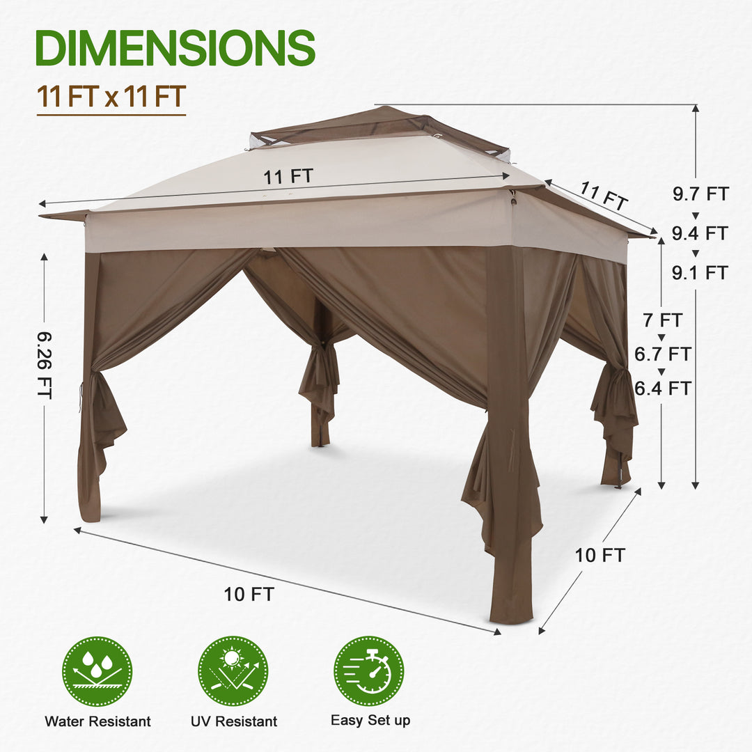 COOS BAY 11x11 Pop-up Instant Gazebo with 4 Sidewalls