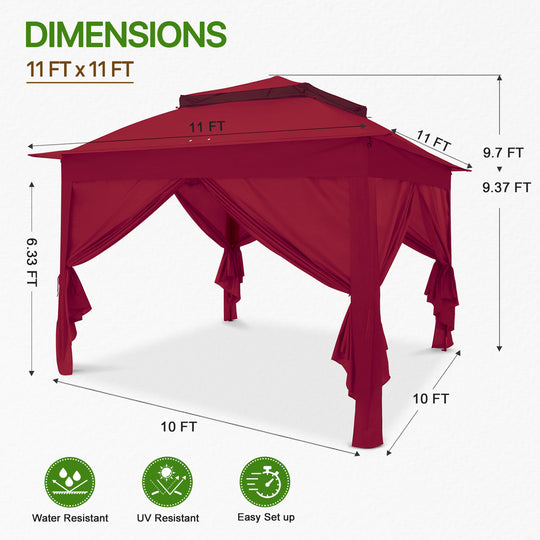 COOS BAY 11x11 Pop Up Gazebo with 4 Sidewalls