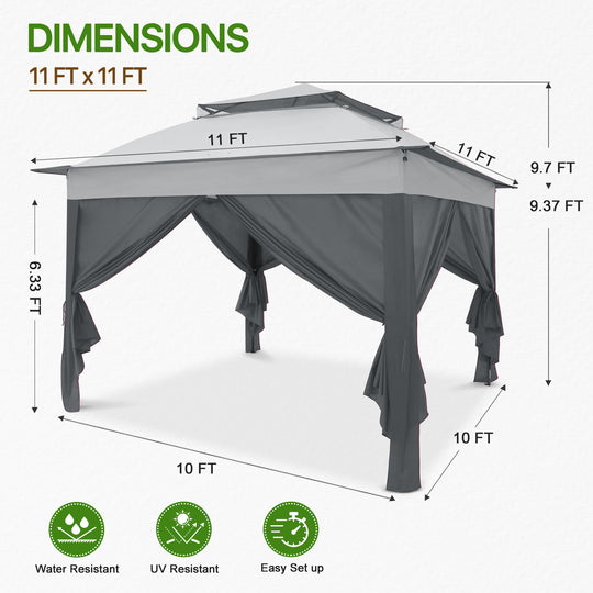 COOS BAY 11x11 Pop Up Gazebo with 4 Sidewalls