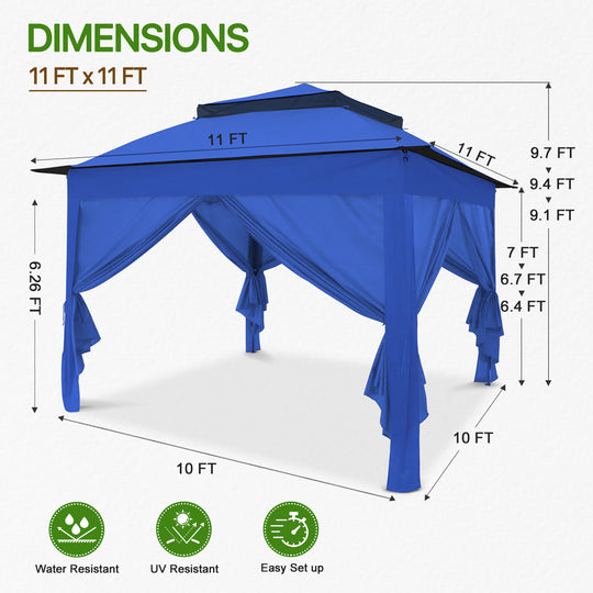 COOS BAY 11x11 Pop-up Instant Gazebo with 4 Sidewalls