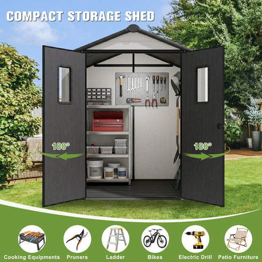 COOS BAY 8x6/8x8/5x3/6x4 Outdoor Storage Shed with Floor, Lockable Doors