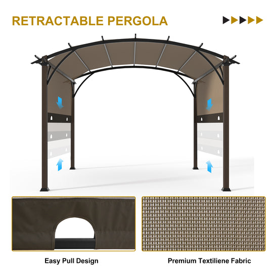 COOS BAY Outdoor Patio Pergola 11.4x11.4 ft with Retractable Textilene Canopy Top