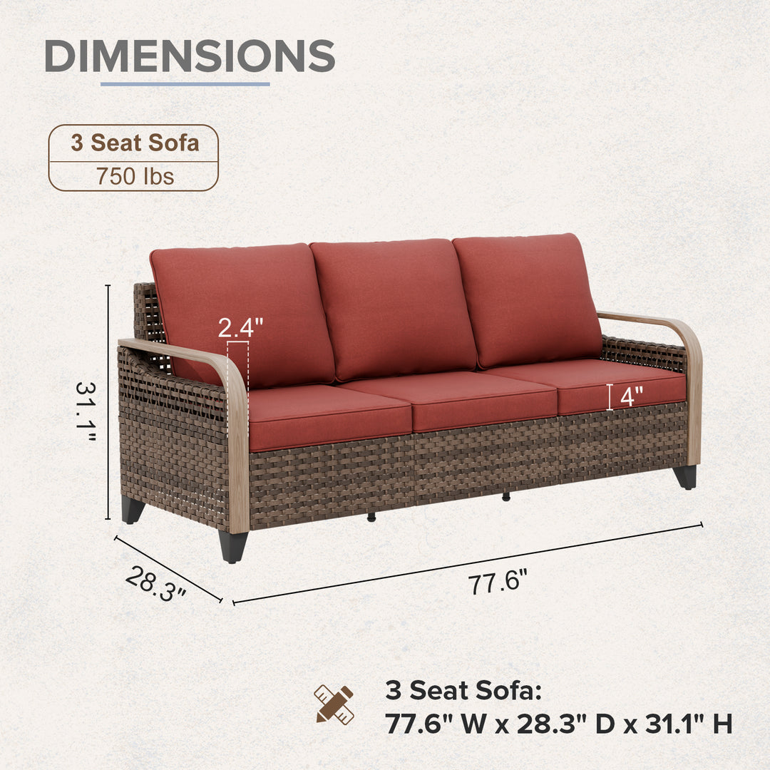 COOS BAY Modern Wicker Outdoor 3 Seat Sofa