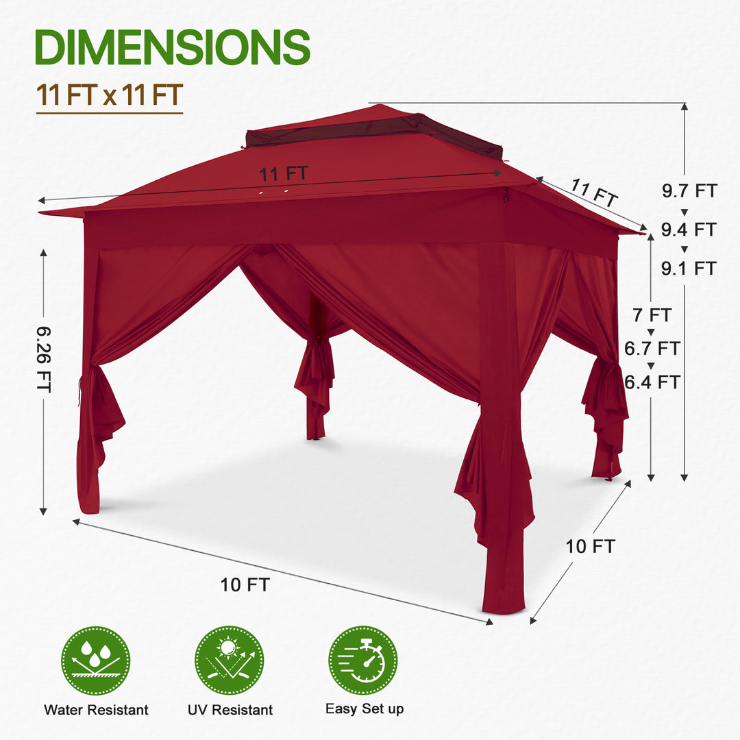 COOS BAY 11x11 Pop-up Instant Gazebo with 4 Sidewalls