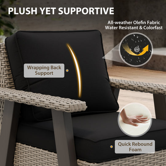 Rustic Hideaway 2-Piece Outdoor Swivel Rocker Patio Chair and Table Set, Beige/Beige, Black, Dark Blue, Red, Tan