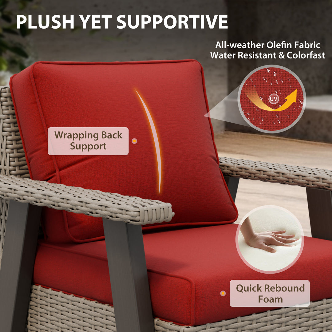 Rustic Hideaway 2-Piece Outdoor Swivel Rocker Patio Chair and Table Set, Beige/Beige, Black, Dark Blue, Red, Tan