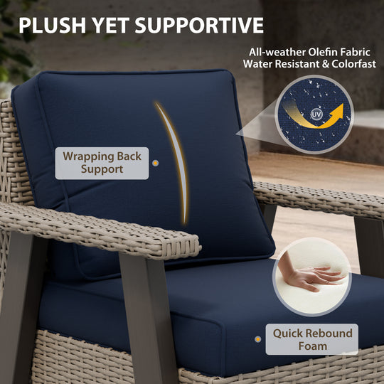 COOS BAY Rustic Hideaway Outdoor Swivel 3-Piece Rocker Patio Chairs and Table Set, Beige/Beige, Tan, Dark Blue, Black, Red