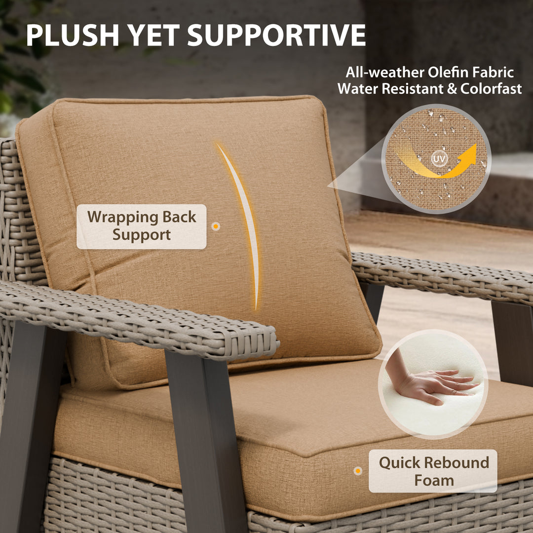 Rustic Hideaway 2-Piece Outdoor Swivel Rocker Patio Chair and Table Set, Beige/Beige, Black, Dark Blue, Red, Tan