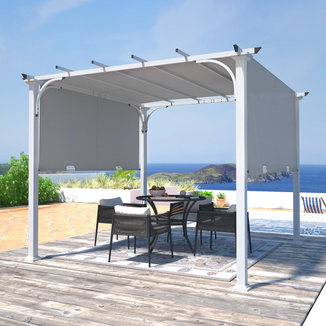 COOS BAY Outdoor Pergola 10x10 with Retractable Textilene Canopy