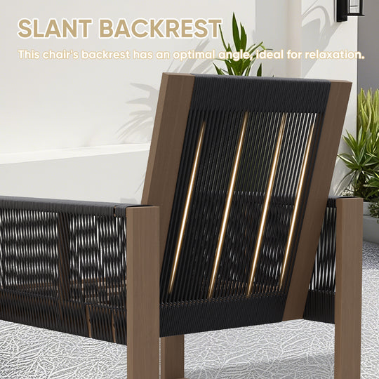 COOS BAY Natural Cedar 5 PCS Bistro Set, Real Wood Chairs with Ottomans and Table