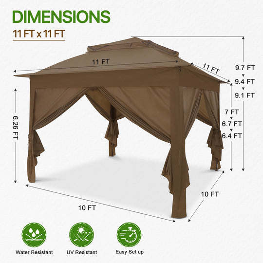 COOS BAY 11x11 Pop-up Instant Gazebo with 4 Sidewalls