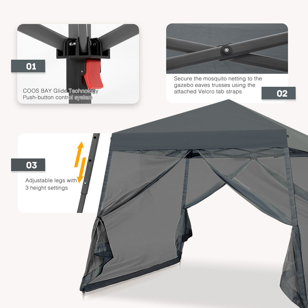 COOS BAY 10' x 10' Slant Leg Pop Up Canopy Tent (8x8 Top)